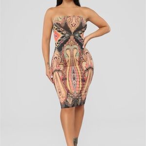Strapless Aztec Print Dress
